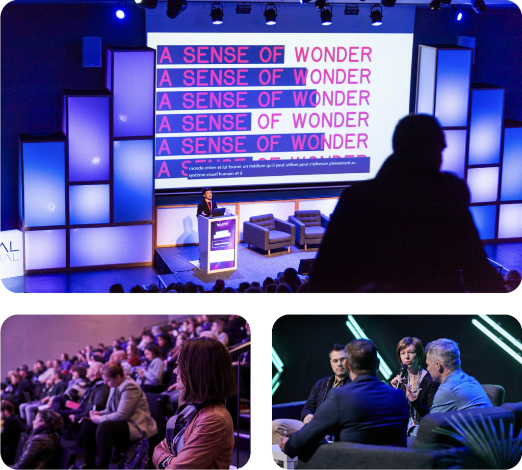 Scène, public et table ronde des conférences Laval Virtual
